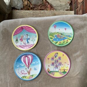 4 Market Heart Designs Dessert Plates 6”